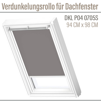 VELUX DKL P04 0705S Verdunkelungsrollo 94x98 (DKL) Silberne Seitenschienen Grau