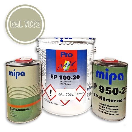 Mipa 2K EP 100-20 Grundierung Epoxidharz RAL7032 + Härter + Verdünnung 7 kg