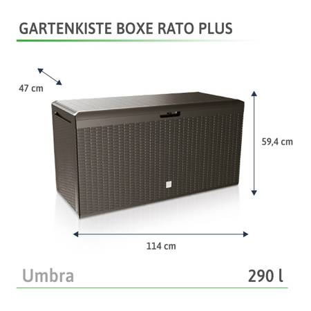 Gartenkiste Boxe Rato Plus Anthrazit Kunststoff mit Deckel 2 Farben 290 L NEU