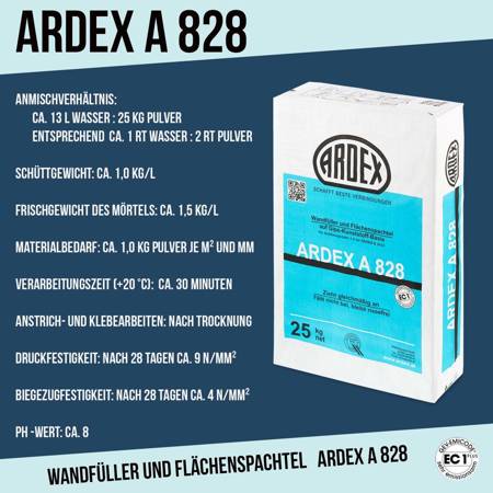 OUTLET ARDEX A 828  Wandspachtel Wand-Füller Spachtelmasse 25 KG 