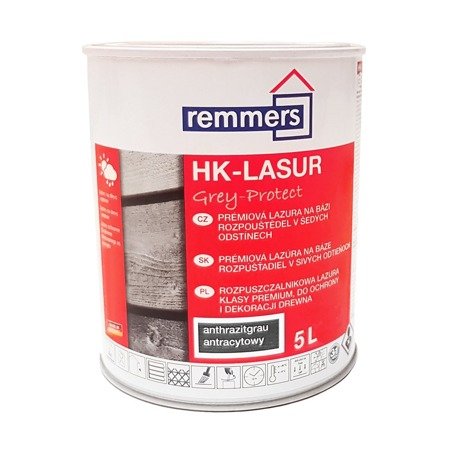 Outlet Remmers HK-Lasur Grey-Protect 5 L Holzlasur Holzschutz - Anthrazitgrau