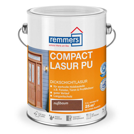 Remmers Compact-Lasur PU 0,75 L Dickschichtlasur Fenster & Türen - Nussbaum
