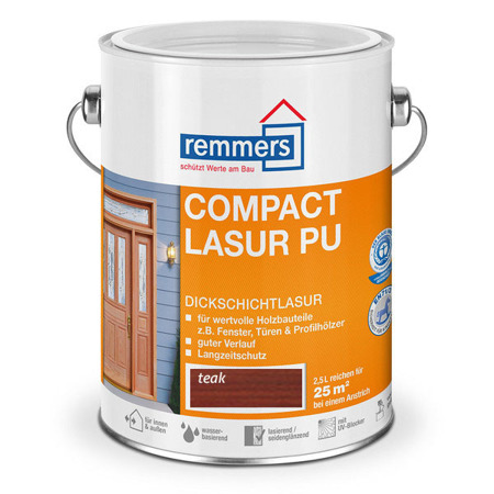Remmers Compact-Lasur PU 0,75 L Dickschichtlasur Fenster & Türen - Teak