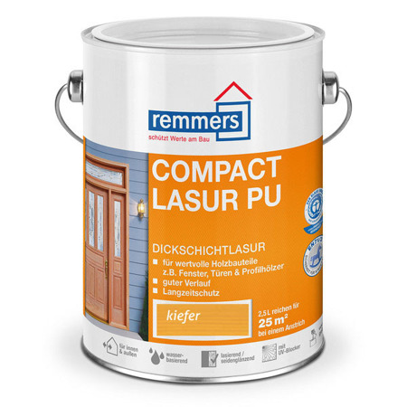 Remmers Compact-Lasur PU 2,5 L Dickschichtlasur Fenster & Türen - Kiefer
