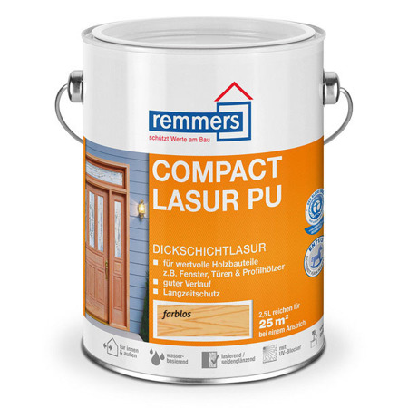 Remmers Compact-Lasur PU 2,5 L Dickschichtlasur Fenster & Türen alle Farben