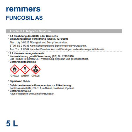 Remmers Funcosil AS 5L Hyprophobische Imprägnierung farblos UV-Beständigkeit