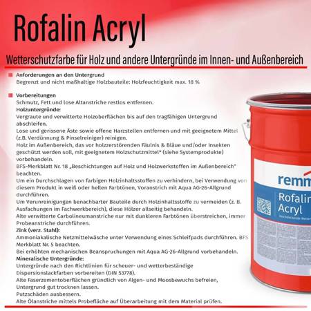 Remmers ROFALIN ACRYL 5l WEIß RAL 9016 Wetterschutzfarbe für Holz