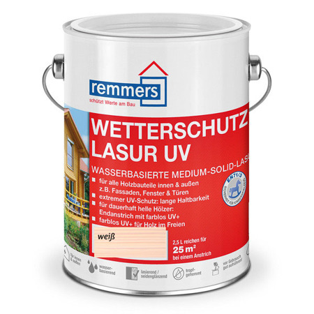 Remmers Wetterschutz Lasur UV 2,5 L Holzschutzgel - Weiß