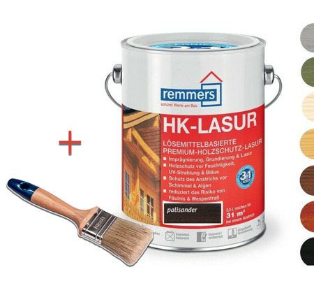 SET Remmers Aidol HK Lasur Holzlasur Holzschutz 2,5 L mit Pinsel Palisander