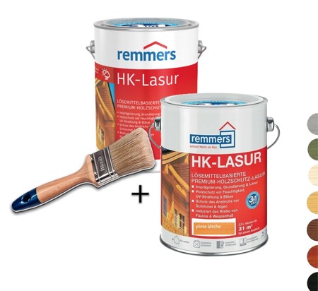 SET Remmers Aidol HK Lasur Holzlasur Holzschutz 2x 0,75L mit Pinsel Pinie/Lärche