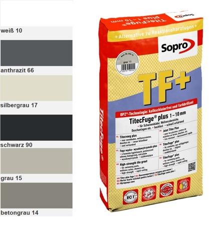 SOPRO TF+ TitecFuge Plus Fugenmörtel Mörtel 15 KG Weiß 10