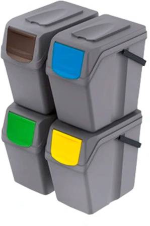 Set of 4 x 25L SORTIBOX Plastic Grau Recycling-Behälter