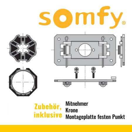 Somfy Oximo 40 iO 9/16 Funk-Rohrmotor Rollladen Laufwerk Zubehör Inklusive