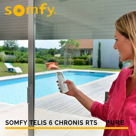 Somfy TELIS 6 CHRONIS 6-Kanal-Handsender mit Uhr Große LCD-Anzeige Pure NEU