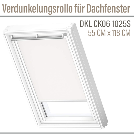 VELUX DKL CK06 1025S Weiß Verdunkelungsrollo für Dachfenster 55x118 cm