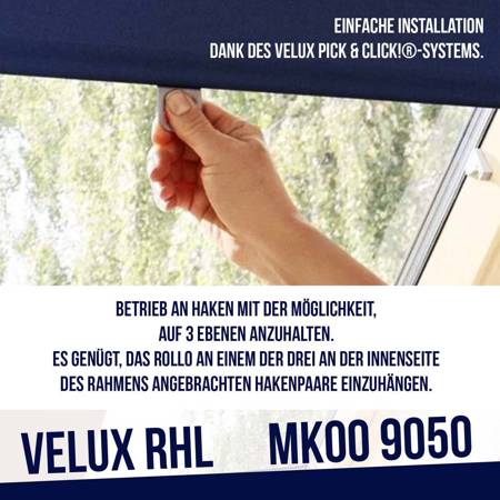 VELUX Rollo mit Haken RHL 9050 MK00 dekorativ Blackout schnelle Montage SK08 S08 608 10 SK06 S06 606 Dunkelblau