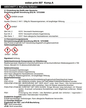 WEBER weber.prim 807 Grundierharz Epoxidharz Transparent Komp. A+B 9 KG