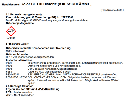 REMMERS Color CL Fill Historic Kalkschlämme Mörtel 10 KG