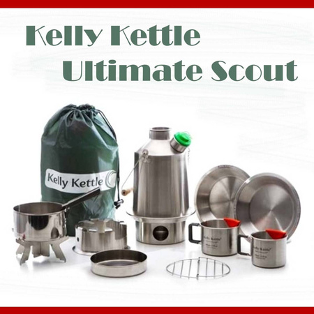 Kelly Kettle Ultimate Scout Kit 1,2l Campingkocher Edelstahl, Whistle