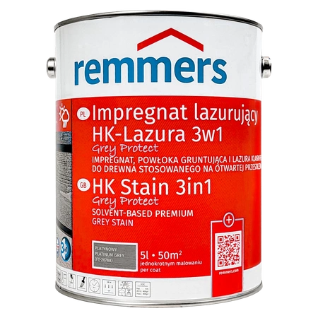 Remmers HK-Lasur Grey Protect 5 L Platingrau – 3in1 Holzschutzmittel