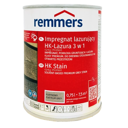 Remmers HK-Lasur Grey-Protect 0,75 L - Platingrau