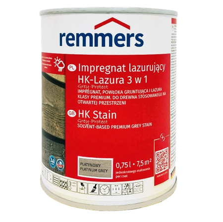 Remmers HK-Lasur Grey Protect 0,75 L Platingrau – 3in1 Holzschutzmittel