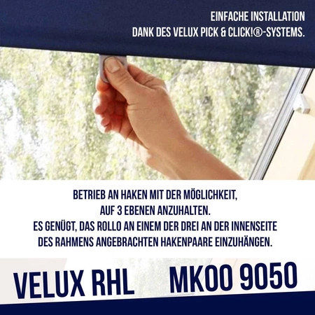 VELUX RHL MK00 9050 Rollo mit Haken Dekorativ Blackout  Dunkelblau