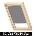 VELUX DKL S08 0705S  Verdunkelungsrollo 114x140 Silberne Seitenschienen Grau