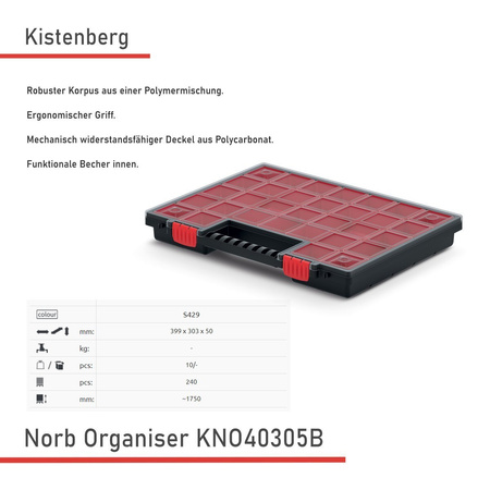 Kistenberg NORB Organiser KNO40305B Robuster Korpus 399 x 303 x 50 mm
