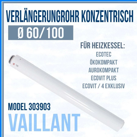 VAILLANT Verlängerungrohr konzentrisch Ø 60/100 mm Abgaskamin PP 303903 1m