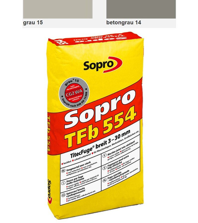 SOPRO TFb TitecFuge Breit 3-30 mm Hochfest Fugenmörtel Mörtel 25 KG Betongrau 14