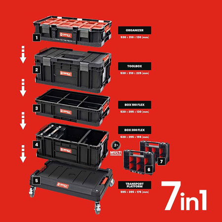 Qbrick PROMO-SET 7 in 1 Mobile Werkstatt Werkstattwagen Rollbox Werkzeugkoffer