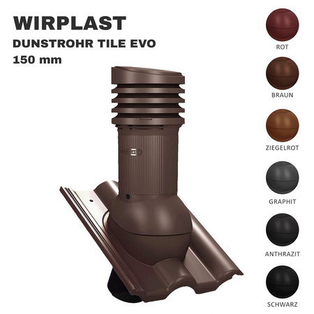 Dunstrohr TILE Evo DN 150 mit Braas Frankfurter Dachziegel