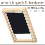 VELUX DKL MK04 3009S Verdunkelungsrollo 78x98 Silberne Seitenschienen Schwarz