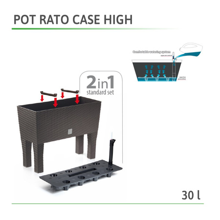 Topf mit Beinen RATO CASE HIGH DRTC600H Weiß Bewässerungsanlage 4 Farben 30 L