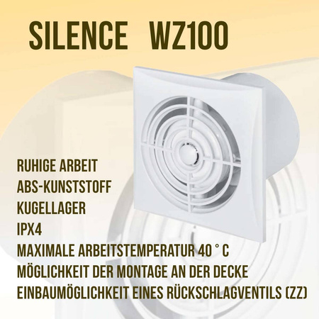 Lüfter SILENCE WZ100 AWENTA  Ø100 ABS WEISS Abluftventilator Leise Ventilator