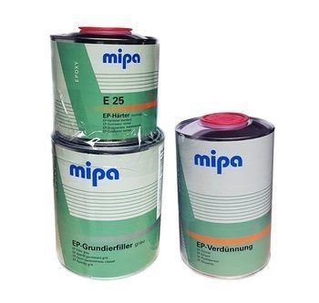 SET Mipa 2,5L:  EP-Grundierfiller Set 2K Füller + Härter + Verdünnung Unterlage