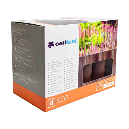 Cellfast Gartenpalisade 4 ECO Rasenkante Garten Natürlicher Look Braun 14,4 m