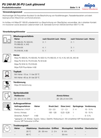 Mipa PU240-90 RAL9005 5kg Tiefschwarz glanzend