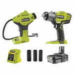 Ryobi Set Schlagschrauber R18IW3-0 + Kompressor R18PI + Akku 1,5 Ah