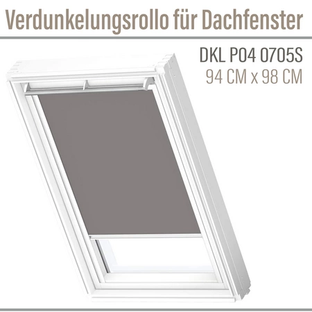 OUTLET VELUX DKL P04 0705S Verdunkelungsrollo 94x98 Silberne Seitenschienen Grau