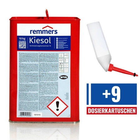 Set REMMERS KIESOL 10 KG Verkieselung Abdichtung + 9 Dosierkartuschen 