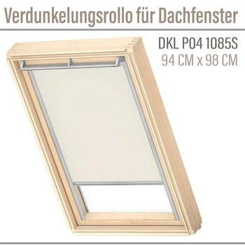 VELUX DKL P04 1085S Verdunkelungsrollo 94x98 Silberne Seitenschienen  Hellbeige