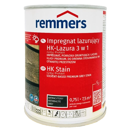 Remmers HK-Lasur Grey-Protect 0,75 L - Anthrazit