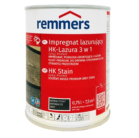 Remmers HK-Lasur Grey Protect 0,75 L Anthrazitgrau – 3in1 Holzschutzmittel