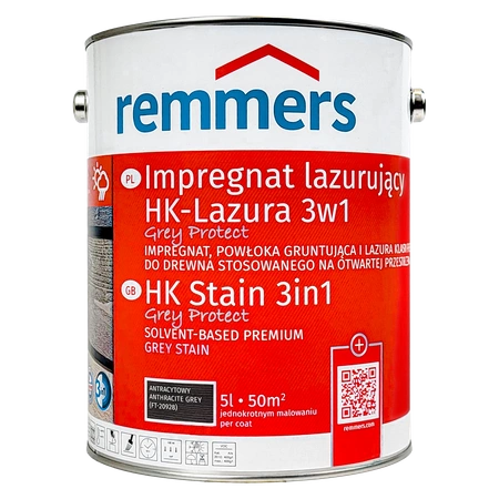 Remmers HK-Lasur Grey-Protect Holzlasur Holzschutz - Anthrazitgrau 5 L