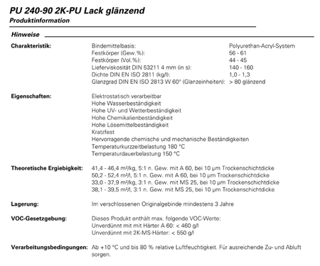 MIPA PU 240-90 2K Acryllack RAL9010 Reinweiß Lack Fassaden Maschinen glanzend