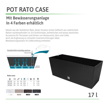 Outlet Blumentopf Rato case DRTC500-S449 Anthrazit Bewässerungsanlage 17 L NEU