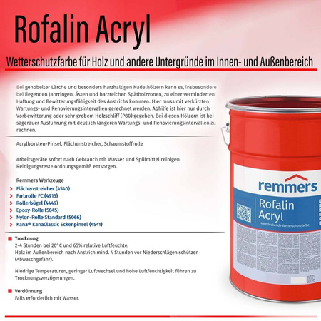Remmers Rofalin Acryl Weiß RAL 9016 5L – Wetterschutzfarbe für Holz außen