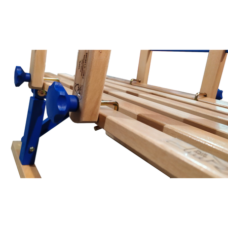 Holzschlitten mit Schlittenlehne COLINT Davos klappbar Holz Blau TÜV/GS 100 cm